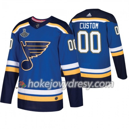 Pánské Hokejový Dres St. Louis Blues med eget tryck Adidas 2019 Stanley Cup Champions Royal Authentic